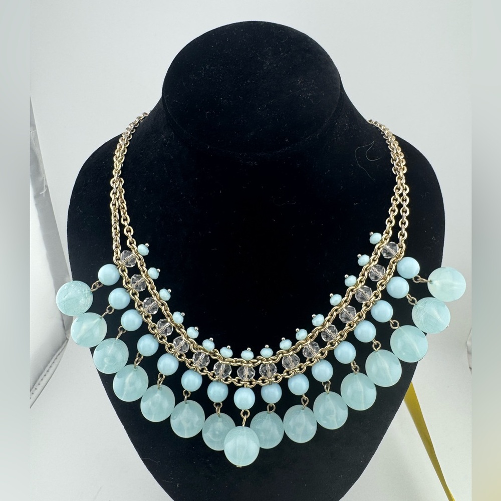 Banana Republic Gold Tone and Blue Beaded Necklace‎